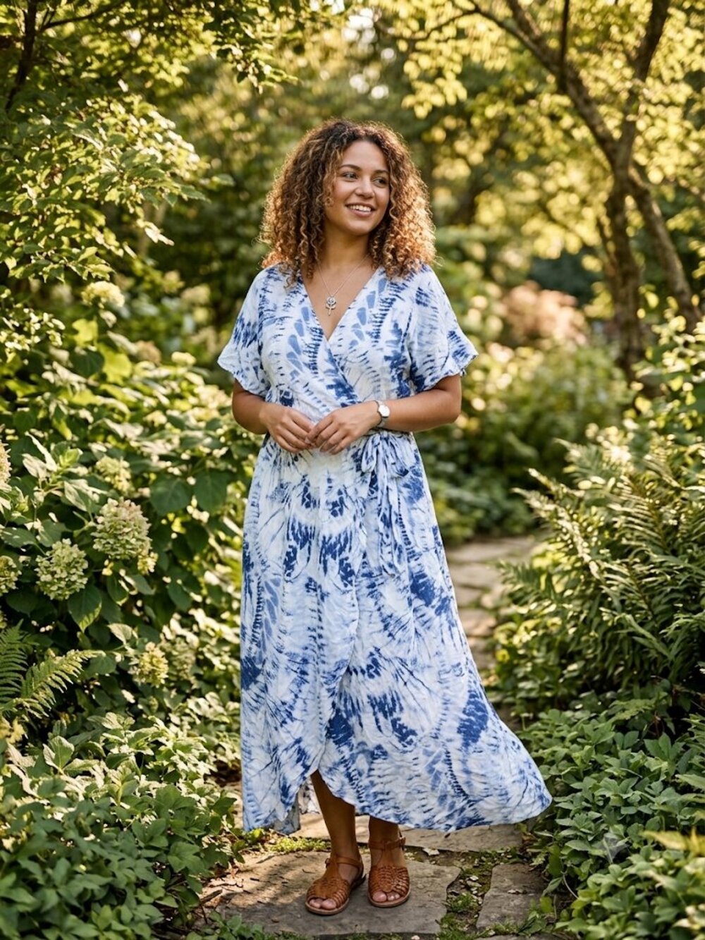 Womens Blue White Tie Dye High Low Plus2XL Dress SUPER SEXY! NWT!